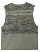 Load image into Gallery viewer, Zhusheng Men's Mesh 16 Pockets Photography Fishing Travel Outdoor Quick Dry Vest Breathable Waistcoat Jackets (Small, Light Khaki)