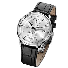 Load image into Gallery viewer, FEICE Men's Automatic Watch Mechanical Watch Stainless Steel Leather Band Watches Analog Curved Mirror Brushed Finish Casual Dress Watches for Men #FM212 (4-Silver+Leather Strap)