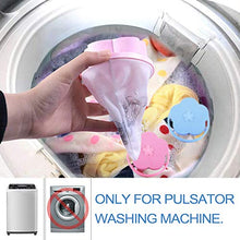 Load image into Gallery viewer, LAO XUE Household Reusable Plum Washing Machine Floating Lint Mesh Filter Bag,4 Pcs Portable Washing Machine Hair Filter Net Pouch(2Blue & 2Pink)