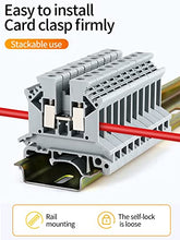 Load image into Gallery viewer, Erayco UK2.5N-B DIN Rail Terminal Block, Screw Clamp, 600V 20A 24-12AWG, Pack of 100 (Black)