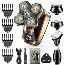 Load image into Gallery viewer, Head Shavers for Bald Men, CHLANT Bald Head Shavers for Men Cordless Rechargeable,Electric Shavers Wet&Dry Waterproof 5 in 1 Rotary Shaver Electric Razor Grooming Kits with Hair Clippers Beard Trimmer