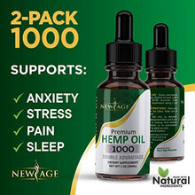Load image into Gallery viewer, Hemp Oil Extract - 2 Pack - New Age 1000 - Grown & Made in USA - Natural Hemp Drops - Helps with Sleep, Skin & Hair (Mint 1000mg)