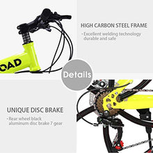 Load image into Gallery viewer, Max4out Mountain Bike Folding Bikes with High Carbon Steel Frame, Featuring 6 Spoke Wheels and 21 Speed Shimano Shifter, Double Disc Brake and Dual Suspension Anti-Slip Bicycles (Yellow, 26 in)