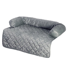 Load image into Gallery viewer, Furniture Protector Pet Cover for Dogs and Cats with Shredded Memory Foam filled 3-Sided Bolster Soft Plush Fabric by PETMAKER – 30” x 30.5” Gray