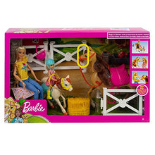 Load image into Gallery viewer, Mattel Barbie Hugs 'n Horses Playset with Barbie and Chelsea Dolls, 2 Horses and 15+ Accessories for Kids 3 Years Old and Up