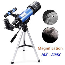 Load image into Gallery viewer, MaxUSee 70mm Refractor Telescope with Tripod & Finder Scope, Portable Telescope for Kids & Astronomy Beginners, Travel Scope with 4 Magnification eyepieces & Phone Adapter