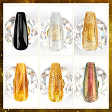 Load image into Gallery viewer, Morovan Cat-Eye Gel Nail Polish Kit - 6 Colors Gold Shade Gel Nail Polish with Magnetic Stick Soak-Off UV LED Chameleon Glitter Gel Polish Kit Professional Starter Kit Salon DIY Home Gift Box