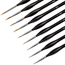 Load image into Gallery viewer, AIEX 9 Pieces Fine Detail Paint Brush Miniature Painting Brushes Kit Mini Paints Brush Set for Acrylic, Watercolor, Oil, Face, Nail, Scale Model Painting, Line Drawing(Black)