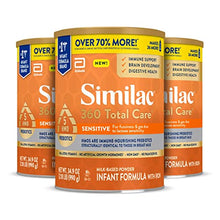 Load image into Gallery viewer, Similac 360 Total Care Sensitive Infant Formula, with 5 HMO Prebiotics, for Fussiness & Gas Due to Lactose Sensitivity, Non-GMO, Baby Formula Powder, 34.9-oz Tub (Case of 3)