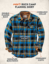 Load image into Gallery viewer, Legendary Whitetails Men's Standard Buck Camp Flannel Shirt, Cobalt Plaid, XX-Large