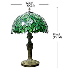 Load image into Gallery viewer, Tiffany Style Table Lamp Light Green Wisteria Stained Glass Lampshade 18 Inch Tall Beside Bedroom Desk Lamps Antique Zinc Base for Living Room Office Lighting S523 WERFACTORY