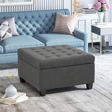 Load image into Gallery viewer, Christopher Knight Home Hedda Tufted Fabric Storage Ottoman, Dark Gray, Dark Brown