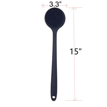 Load image into Gallery viewer, DNC Back Scrubber for Shower Soft Silicone Bath Body Brush with Long Handle (Black)