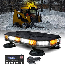 Load image into Gallery viewer, Xprite LED Rooftop Strobe Beacon Lights, Magnetic Base Emergency Traffic Hazard Warning Caution Lightbar w/ 38 Flashing Modes & Controller, for Construction Vehicles Snowplow Mail Trucks - White Amber