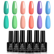 Load image into Gallery viewer, Beetles Gel Nail Polish Set - Summer Sweet Candy Collection 6 Colors Pink Blue Purple Gel Polish Kit Turquoise Green Nail Gel Polish Soak Off LED Lamp DIY Home Salon Nail Art Gift 7.3ml Each Bottle
