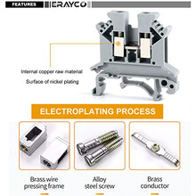 Load image into Gallery viewer, Erayco UK2.5N-B DIN Rail Terminal Block, Screw Clamp, 600V 20A 24-12AWG, Pack of 100 (Black)