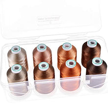 Load image into Gallery viewer, New brothread - 15 Options - 8 Snap Spools of 1000m Each Polyester Embroidery Machine Thread with Clear Plastic Storage Box for Embroidery & Quilting - Different Brown