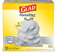 Load image into Gallery viewer, Glad ForceFlex Grey Tall Kitchen Drawstring Trash Bag, Unscented, 13 Gal, 80 Ct (Package May Vary), Trv236004 (79009)