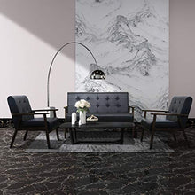 Load image into Gallery viewer, JIASTING Mid Century 1 Loveseat Sofa and 2 Accent Chairs Set Modern Wood Arm Couch and Chair Living Room Furniture Sets (8428 Black Set)