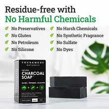 Load image into Gallery viewer, Natural Activated Charcoal Soap Bar (2-Pack) | Hand, Foot & Body Soap for Acne, Blackheads, Eczema, Athletes Foot | Tea Tree, Peppermint & Charcoal Soap | Vegan, Cruelty Free | Made In USA | 8 Oz