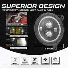 Load image into Gallery viewer, Kiwi Master 9 Inch Round LED Headlights Halo DRL for Jeep Gladiator JT 2018-2023 Jeep Wrangler JL Accessories High Low Beam Headlight with Daytime Running Lights (New Version Adjustable Screw)