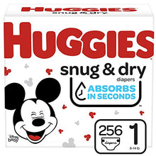 Load image into Gallery viewer, Huggies Snug & Dry Baby Diapers, Size 1, 256 Ct, One Month Supply