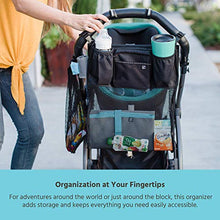 Load image into Gallery viewer, J.L. Childress Cups 'N Cargo, Universal Fit Stroller Organizer with Extra Large Storage, Expandable Deep Cup Holders, Multiple Zippered Pockets, Unique Large Mesh Bag for Larger Items, Black