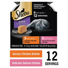 Load image into Gallery viewer, Sheba Perfect Portions Paté Wet Cat Food Tray Variety Packs , 12 (2.6 Oz Twin-Pack Trays)