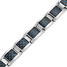 Load image into Gallery viewer, Blue Carbon Fiber Titanium Magnetic Bracelet Adjustable By Willis Judd
