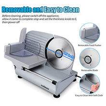 Load image into Gallery viewer, CUSIMAX Meat Slicer Electric Food Slicer with 7.5” Removable Stainless Steel Blade and Pusher, Deli Cheese Fruit Vegetable Bread Cutter, Adjustable Knob for Thickness, Food Carriage & Non-Slip Feet