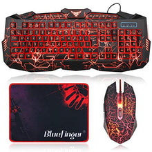 Load image into Gallery viewer, BlueFinger Backlit Gaming Keyboard and Mouse Combo,USB Wired Backlit Keyboard Mouse Game Set,Multimedia Keys,3 Color LED Crack Illumination Keyboard Mouse for Game and Work
