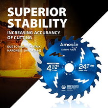 Load image into Gallery viewer, Amoolo 4-1/2" 24T Arbor Circular Saw Blade for Cutting Wood, Plastic and Wood Composite with 5/8" Arbor (4.5"-3pcs)