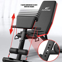 Load image into Gallery viewer, Weight Bench for Weight Training and Ab Exercises - Roman Chair Adjustable Sit Up Incline Benchs Flat Fly Weight Press Fitness - Adjustable Strength Training Bench for Full Body Workout, Solid (Black)