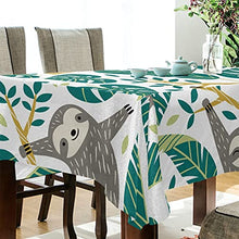 Load image into Gallery viewer, ALAZA Cute Sloths Tropical Palm Leaves Tablecloth Fabric Table Cover Rectangle Tablecloth 60 x 120 inch