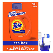 Load image into Gallery viewer, Tide Laundry Detergent Liquid Soap Eco-Box, Ultra Concentrated High Efficiency (HE), Original Scent, 96 Loads