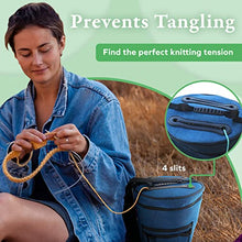 Load image into Gallery viewer, BeCraftee Crochet Bag - Large Craft Organizer to Store Crocheting & Knitting Supplies - Portable Yarn Storage with 7 Pockets for Tools, Shoulder Strap and Handle - Blue