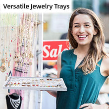 Load image into Gallery viewer, UIUIX Stackable Velvet Jewelry Trays Organizer for Drawer, Velvet Jewelry Storage Display Trays, Earring Necklace Bracelet Ring Organizer, Set of 4 (Grey)