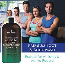 Load image into Gallery viewer, ALL Natural Tea Tree Body Wash - Fights Body Odor, Athlete’s Foot, Jock Itch, Nail Issues, Dandruff, Acne, Eczema, Shower Gel for Women & Men, Eucalyptus Aloe Skin Cleanser/body soap-16 fl oz