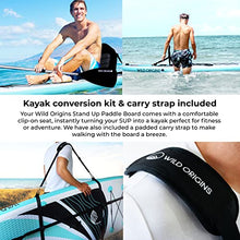 Load image into Gallery viewer, Wild Origins Stand Up Inflatable Paddle Board with SUP Accessories & Backpack, Non-Slip Deck, Waterproof Bag & Phone Case, Carry Straps, Adjustable Paddle, Hand Pump, Leash, Kayak Seat & Repair Kit