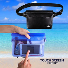 Load image into Gallery viewer, HEETA 2-Pack Waterproof Pouch, Screen Touch Sensitive Waterproof Bag with Adjustable Waist Strap - Keep Your Phone and Valuables Dry - Perfect for Swimming Diving Boating Fishing Beach, Black & Blue