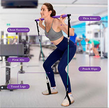 Load image into Gallery viewer, CB Fitness Pilates Stick Bar with Resistance Bands - Set of 3 Exercise Flex Bands & Fit Bar Attachment - Home Gym Equipment for Men & Women - Portable Workout Kit for Body Toning, Yoga & Core Training