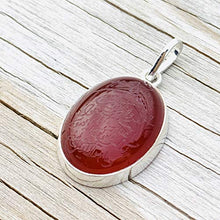 Load image into Gallery viewer, Yemeni Red Aqeeq Stone Pendant For Ladies | Aqeeq Pendant | Aqeeq Necklace | Aqeeq Shia | Akik Stone | Abyssinian Stone | Sterling Silver 92.5 | Engraved Aqeeq |Wa In Yakadul Lazina Verse Yemeni Agate