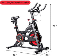 Load image into Gallery viewer, GYMAX Magnetic Exercise Bike, Indoor Stationary Cycling Bike, Noise-free Smooth Exercise Bike with LCD Monitor for Home Gym Cardio Workout (Black & Red)