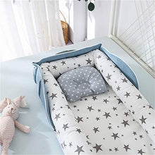 Load image into Gallery viewer, Abreeze Baby Bassinet for Bed Bedside Cribs -Grey Stars Baby Lounger - Breathable & Hypoallergenic Co-Sleeping Baby Bed - 100% Cotton Portable Crib for Bedroom/Travel 0-24 Months