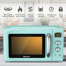 Load image into Gallery viewer, COSTWAY Retro Countertop Microwave Oven, 0.9Cu.ft, 900W Microwave Oven, with 5 Micro Power, Defrost & Auto Cooking Function, LED Display, Glass Turntable and Viewing Window, Child Lock