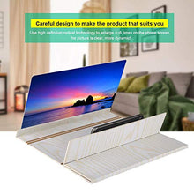 Load image into Gallery viewer, Screen Amplifier, 12 inch High Definition Mobile Phone Screen Amplifier, 6Times 3D Phone Enlarger Screen Bracket with Wood Grain Stand Anti-Radiation Portable Home Cinema(White)