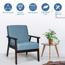 Load image into Gallery viewer, Giantex Set of 2 Mid-Century Modern Accent Chair, Retro Fabric Armchair w/Tufted Back, Solid Hardwood Made, Upholstered Linen Lounge Arm Chair for Living Room (Blue)