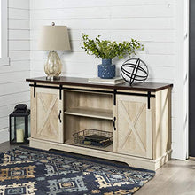 Load image into Gallery viewer, Walker Edison Furniture Company Modern Farmhouse Sliding Barndoor Wood Stand for TV's up to 65" Flat Screen Cabinet Door Living Room Storage Entertainment Center, 28 Inches Tall, White Oak