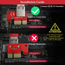 Load image into Gallery viewer, MZHOU 6PACK PCI-E 1X to 16X Riser Card - VER013 Pro PCIe Riser Adapter Card Ethereum ETH Bitcoin Mining Devices, Digital Cryptocurrency Mining Rig (Red 6 Pack)