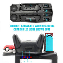 Load image into Gallery viewer, Controller Charger for Nintendo Switch, Charging Dock for Nintendo Switch 4 Joy-Cons, 4 Pro Controllers and 2 Poke Ball Plus Controllers, Storage Rack for Nintendo Switch, Holder for 8 Switch Games